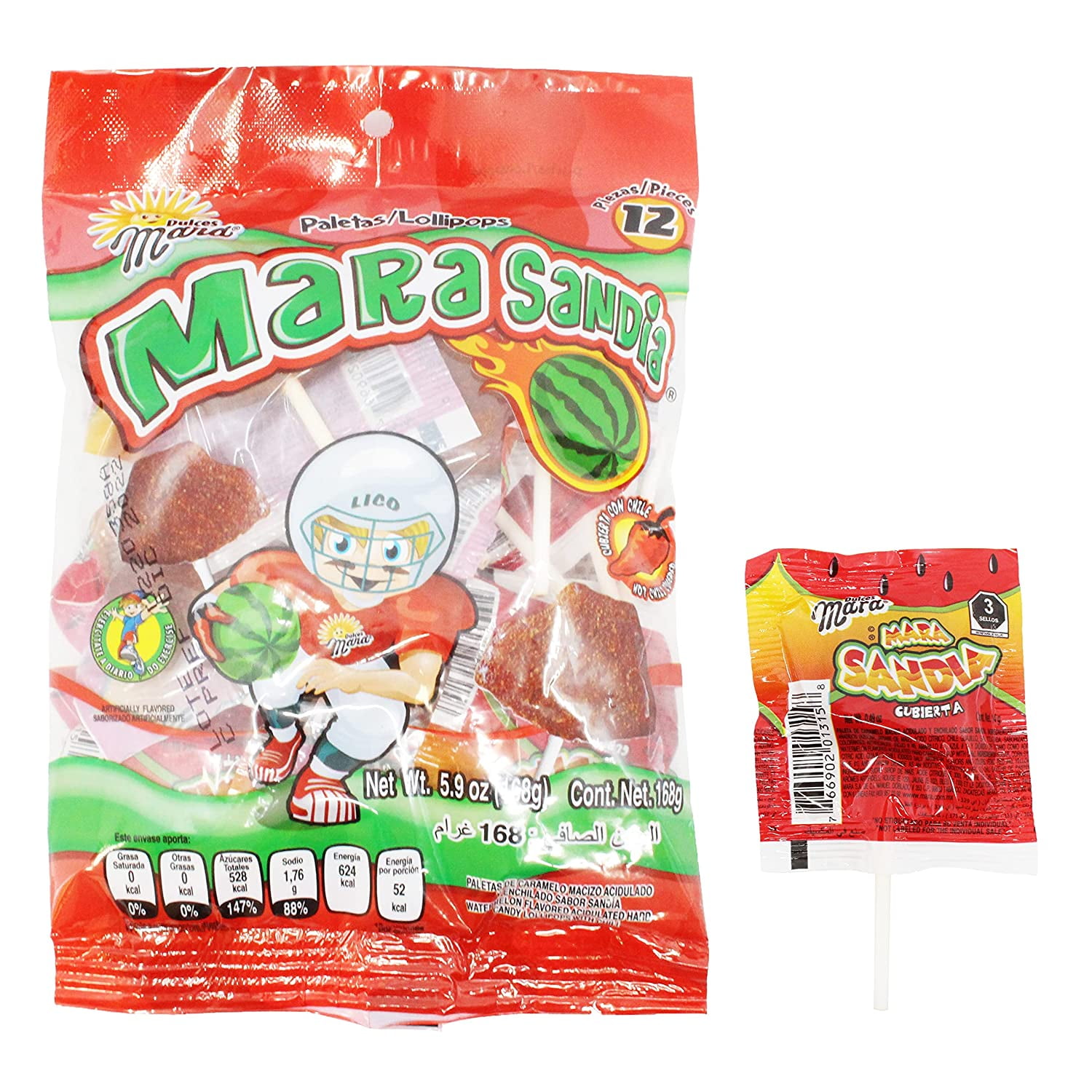 Dulces Mara Sandia Paletas Cubierta Con Chile Lollipops 6 X 5 9 Oz Bags Walmart Com