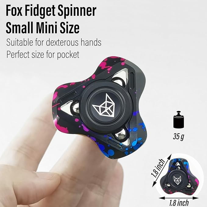 2025 latest Upgraded Fox Metal Fidget Spinner for Adults – Stainless Steel High-Spin Gyro, Silent Bearings EDC Anxiety Relief (Aluminum Color)