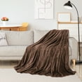 thumbnail image 3 of Unique Bargains Soft Flannel Fleece Sofa Throw Blanket Chocolate 78" x 90", 3 of 8