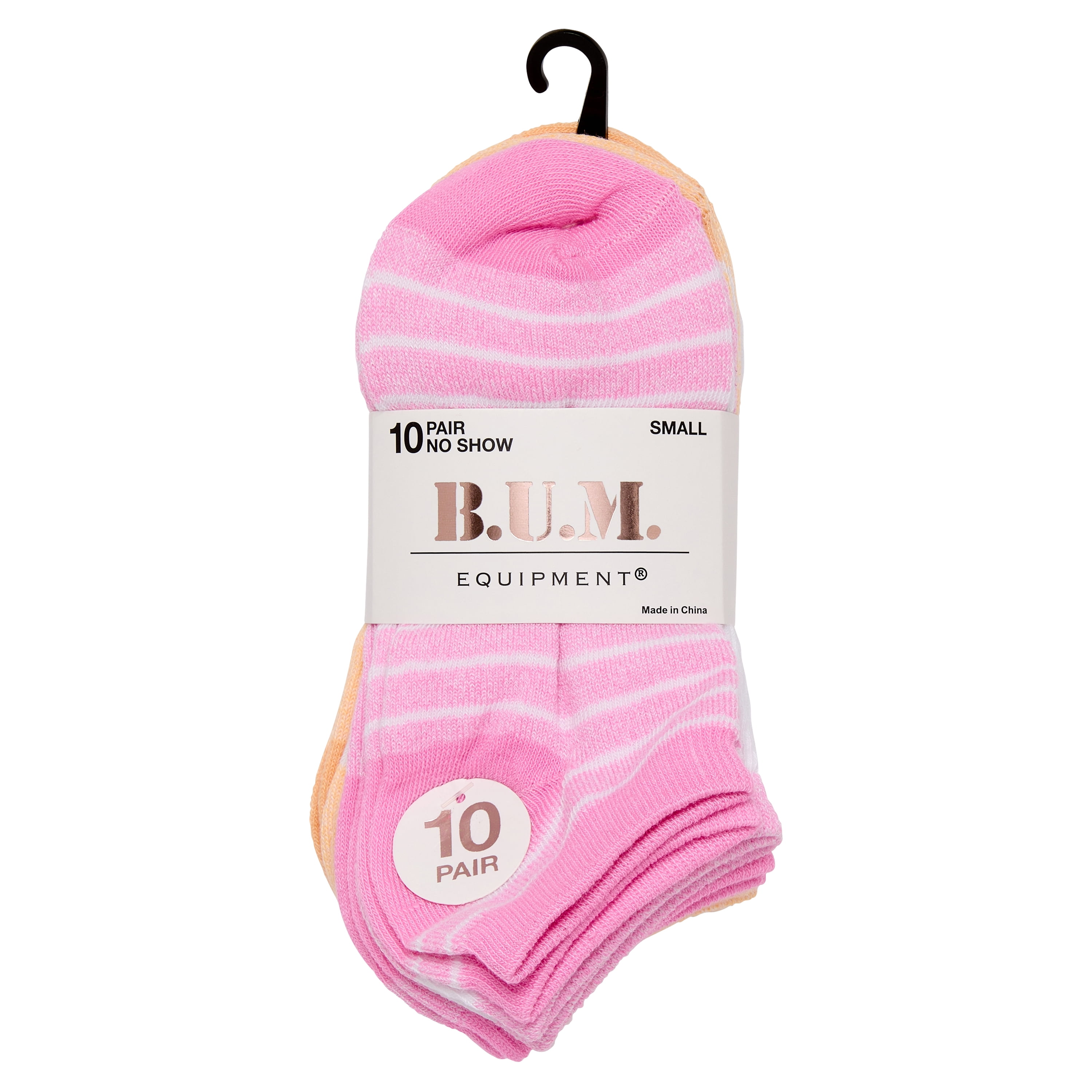 Pack of 10 - BUM Girls Value Banded No-Show Low-Cut Performance Durable Everyday Active Socks Size 6-8 1/2