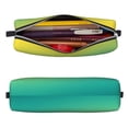 thumbnail image 2 of Cauagu Teal To Yellow Gradient Print Leather Pencil Pen Case - Stationery Bag Portable Stationery Bag Big Capacity Pencil Pouch Cosmetic Organizer Bag for Men & Women, 2 of 7