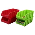thumbnail image 2 of Set of 4 Plastic Storage Stacking Bins, Red and Green, 2 of 2