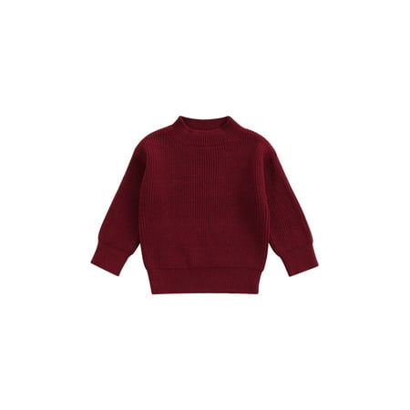 

LSFYSZD Toddler Baby Round Neck Long Sleeve Solid Color Rib Knit Sweaters