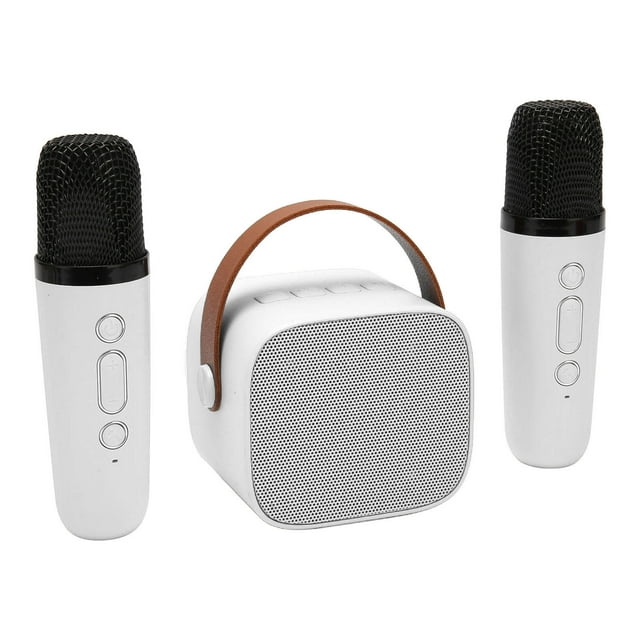Máquina de Karaoke ANGGREK Multifunción con 2 Micrófonos Altavoz Portátil Luz RGB