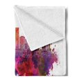 thumbnail image 2 of Minnesota Soft Flannel Fleece Throw Blanket, Capital City Saint Paul Skyline Illustration with Splattered Watercolor Effect, Cozy Plush for Indoor and Outdoor Use, 50" x 60", Multicolor, by Ambesonne, 2 of 5