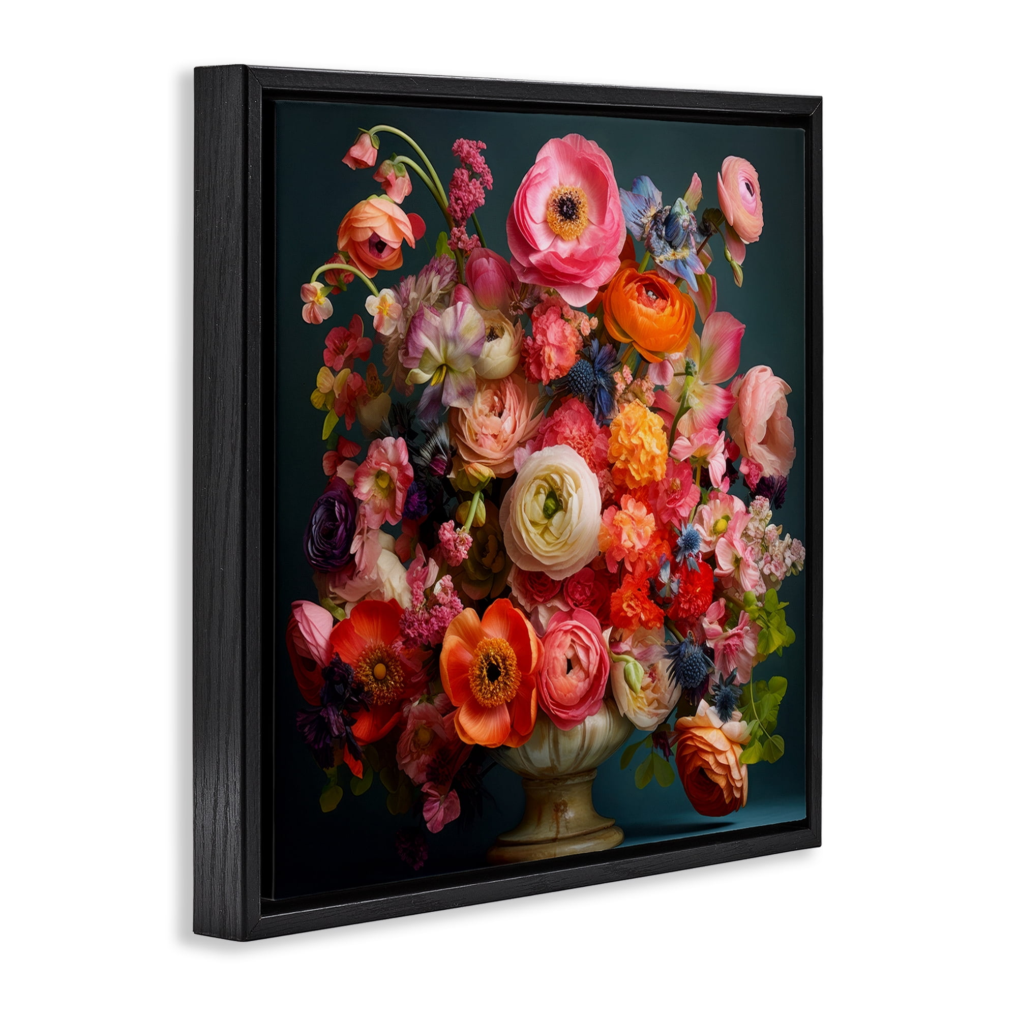 Stupell Industries Harmonious Mixed Peonies Black Framed Floater Canvas Wall Art, design by Lazar Studio