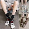 thumbnail image 3 of Women Cotton Split 2 Toe Kimono Tabi Crew Socks Cute Cat Print Flip Flop Hosiery, 3 of 19