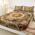 thumbnail image 4 of Homewish Retro Bohemian Sun Bed Sheets,Vintage Floral Full Size Sheets,Gold Red,4pcs,1 Flat Sheet, 1 Fitted Sheet and 2 Pillowcases, 4 of 6