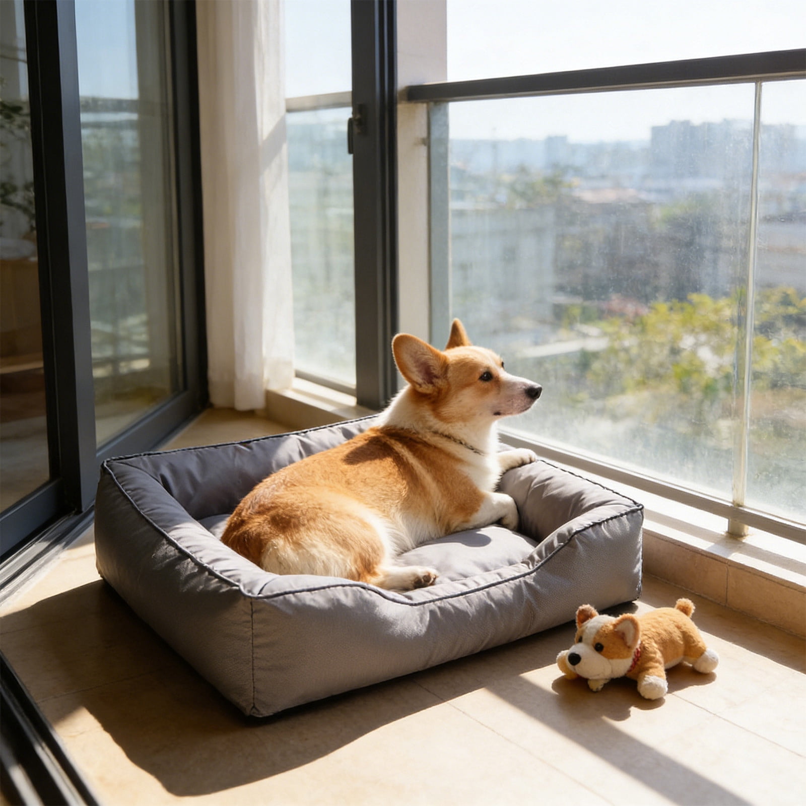 Nebwoak Waterproof Non-Slip Dog Bed, Washable 4-Season Pet Mat for Indoor/Outdoor Use, Portable Travel Sleeping Pad for Small Medium Dogs Cats, Grey 21.65"x17.72"