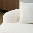 thumbnail image 6 of White Curved Loveseat Sofa with Round Armrest, Teddy Velvet Fabric Compression Couch with 2 Pillows, Cream Couch for Small Space, Living Room, Bedroom, No Assembly, 6 of 8