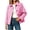 Pink, variant on Womens Gingham Cropped Jacket Lightweight Lapel Short Trench Coat, Plaid Button Front Casual Outerwear with Pockets for Daily Outing (Black, XL)