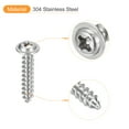 thumbnail image 4 of ST4x20x8mm Phillips Pan Head Self-tapping Screw with Washer, 100pack 304 Stainless Steel Wood Screw (Silver), 4 of 6