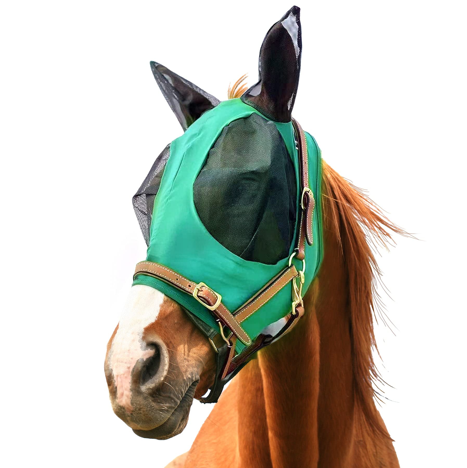 Downtown Pet Supply Horse Lycra Fly Mask with Ears, Equine Face Mesh Protection with Ears, Head