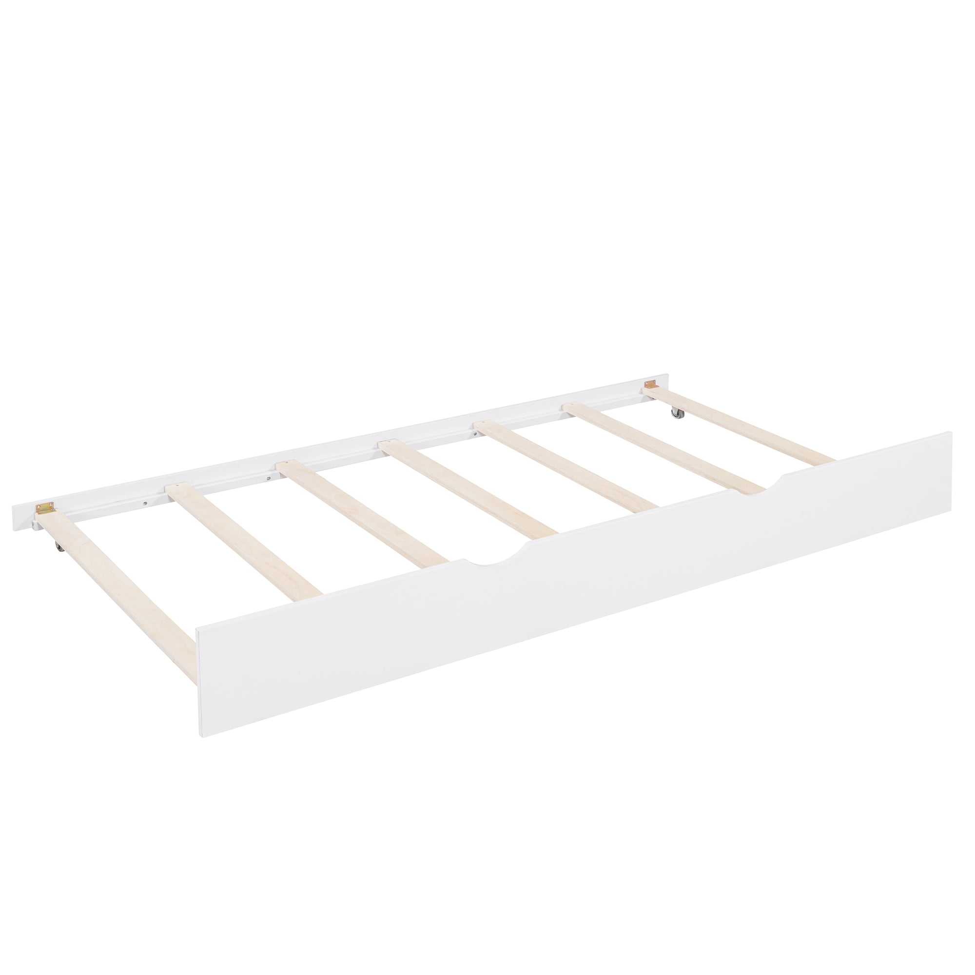 Aukfa House Bed with Trundle, Twin Platform Bed with Storage Shelves and Roof - White