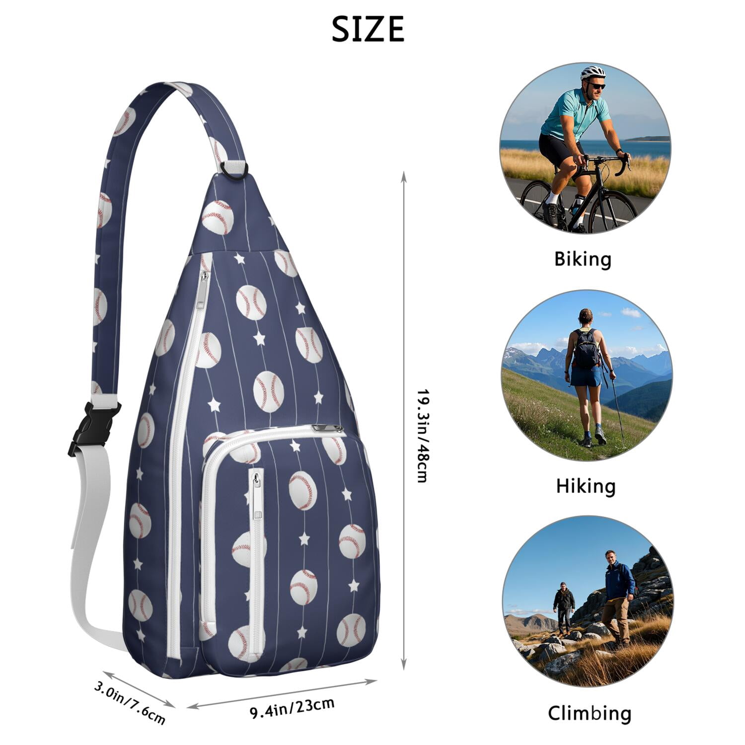 Training Essential Sling Backpack - Sports Print Shoulder Bag for Baseball, Football & Athletic Gear