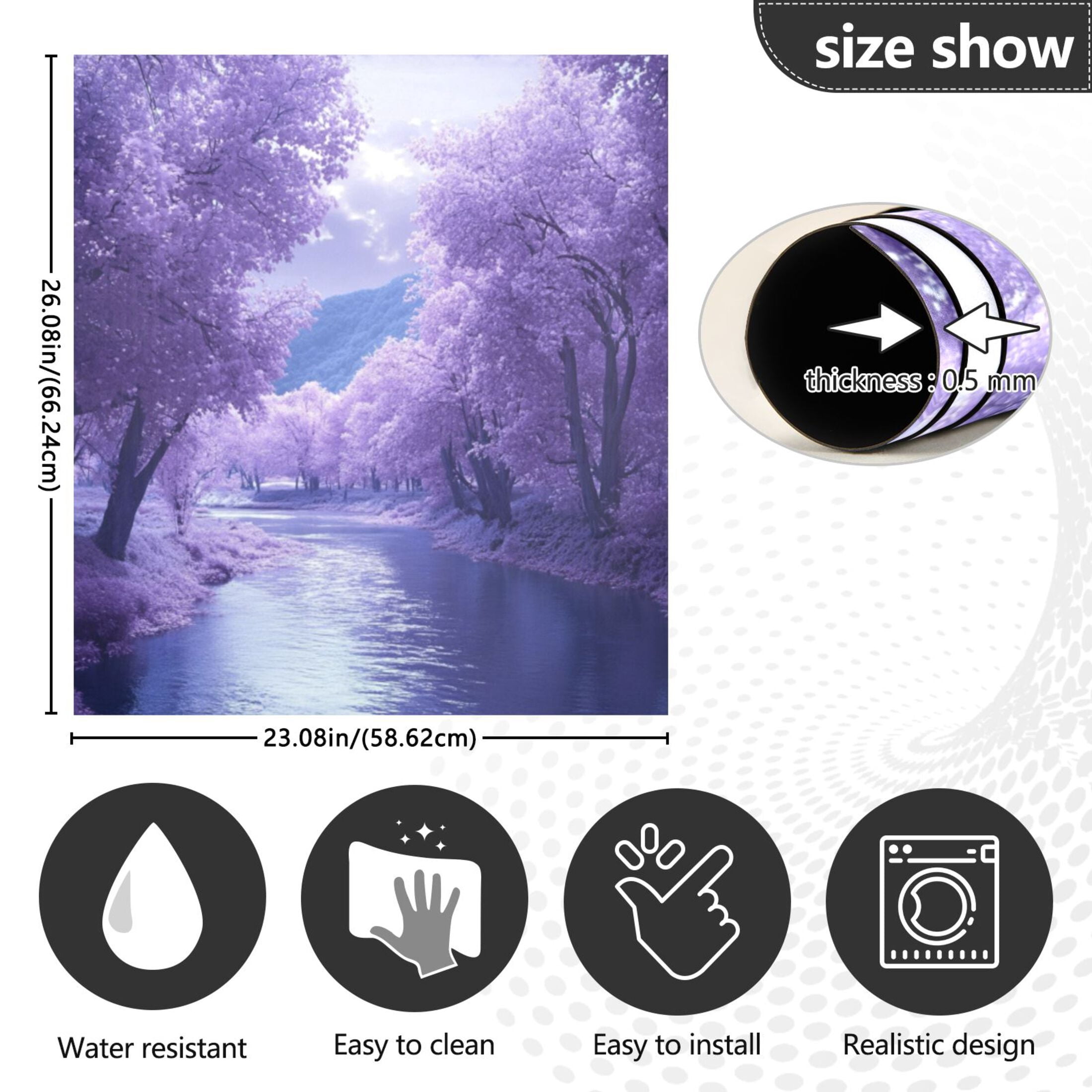 Dishwasher Magnetic Sticker 23x26 Inch Refrigerator Magnetic Sticker Washing Machine Magnetic Sticker Kitchen Panel Magnetic Sticker Home Decor Purple River Picture