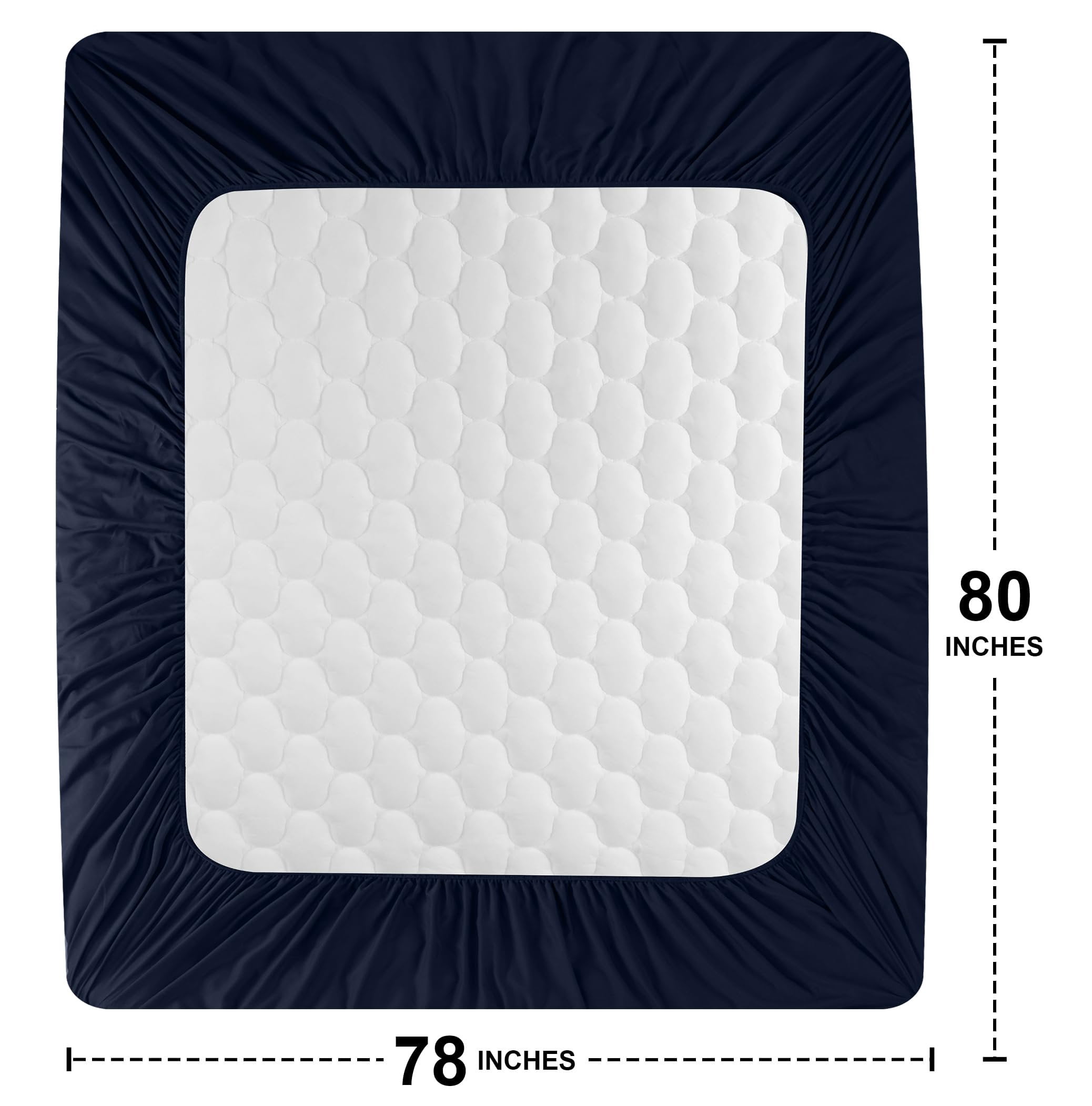 Utopia Bedding Waterproof Mattress Protector, King Mattress Pad, Noiseless Quilted Fitted Cover with Deep Pocket Stretches up to 16 Inches (Navy)