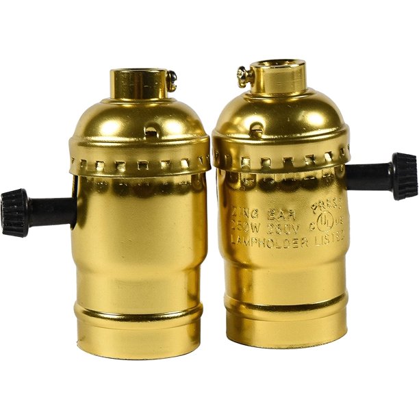 HQRP 2Pack 3Way Lamp Holder, E26 Bulb Light Socket, for Floor and Table Lamps, DIY Project, 1/