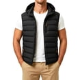 thumbnail image 5 of Purcolt Mens Big and Tall Hooded Puffer Vest Lightweight Full Zipper Quilted Padded Waistcoat Casual Loose Fit Wind‑Resistant Layering Outerwear with Pockets for Outdoor Travel Work, 5 of 7