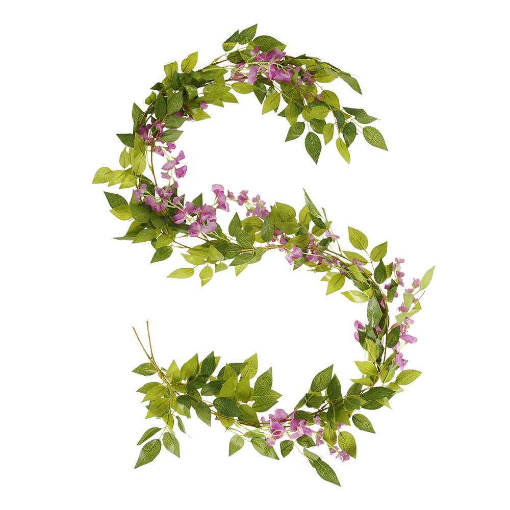 Morttic 2PCS 200CM Hanging Artificial Flowers Garland Silk Wisteria Fake Garden Ivy Rattan Plants Vines Decor Wedding Party Home, Pink