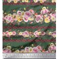 thumbnail image 2 of Soimoi Green Modal Satin Fabric Floral Panel Print Fabric by The Yard 42 Inch Wide, 2 of 3