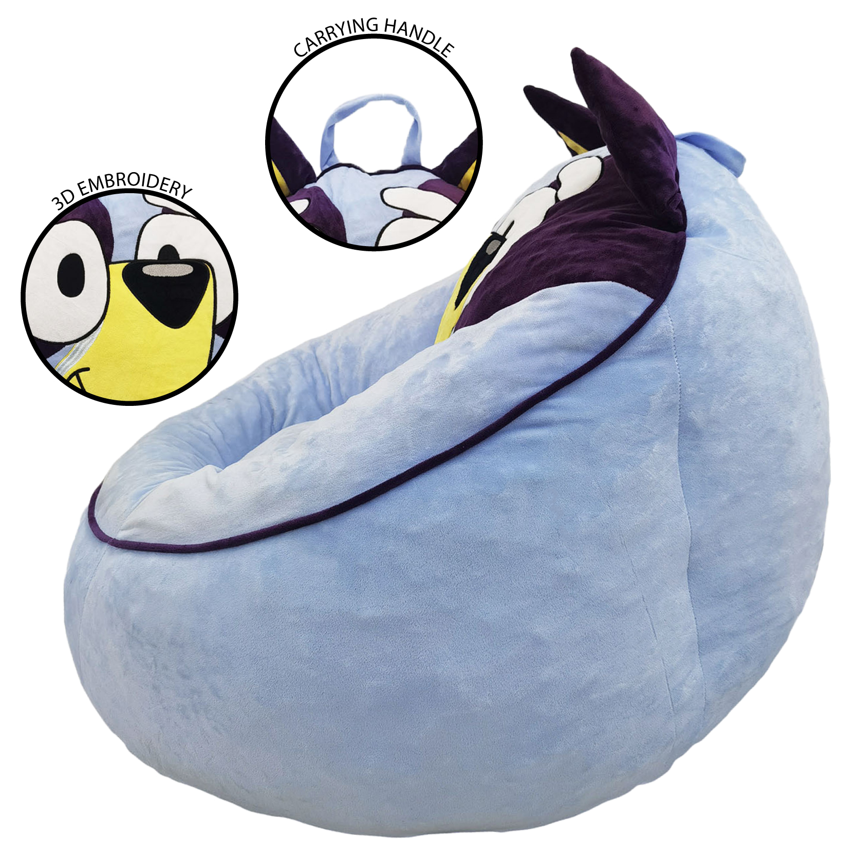 Bluey Kids Compressed Foam Beanbag Chair, Blue photo 4