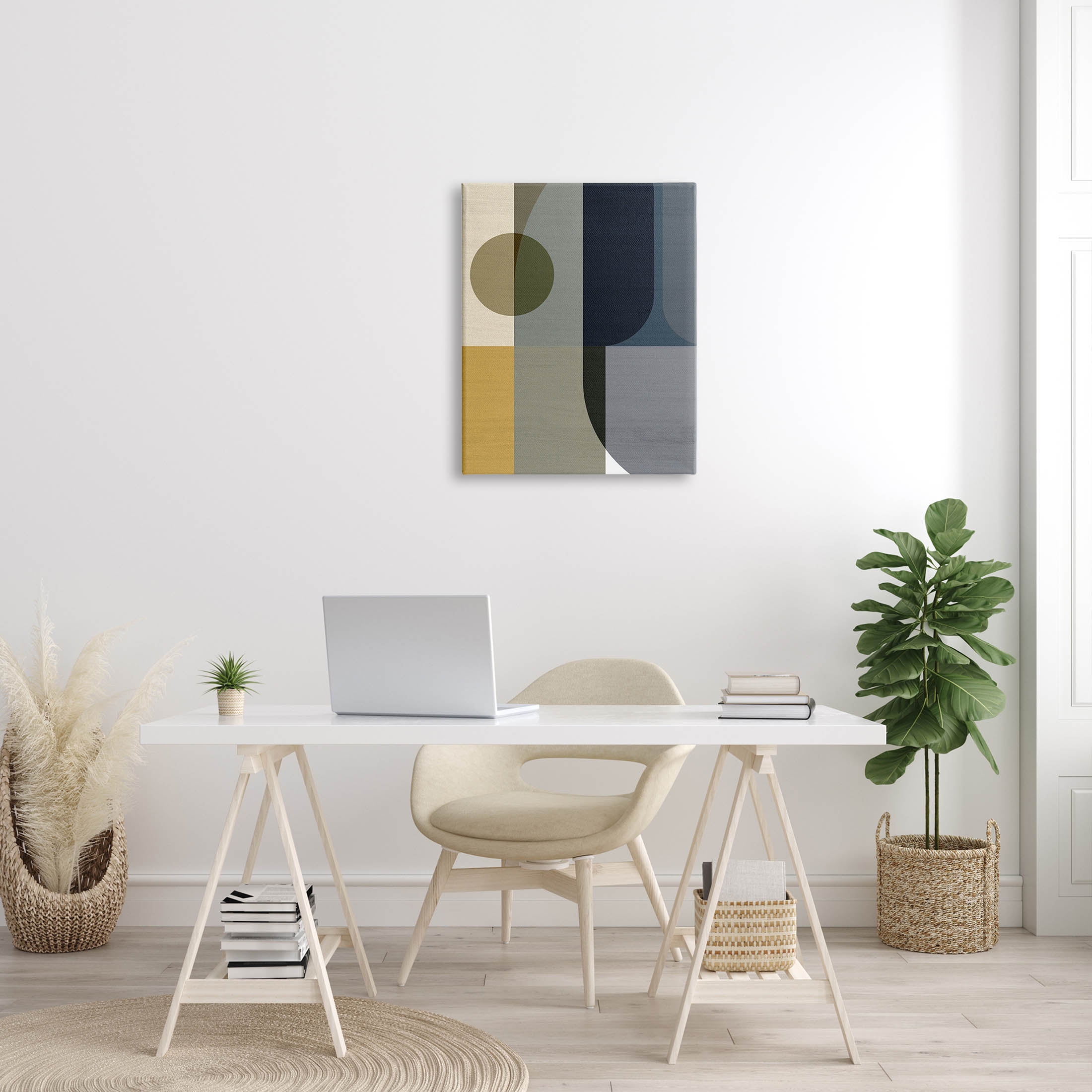 Distinct Geometric Layered Shapes Abstract Graphic Art Gallery Wrapped Canvas Print Wall Art