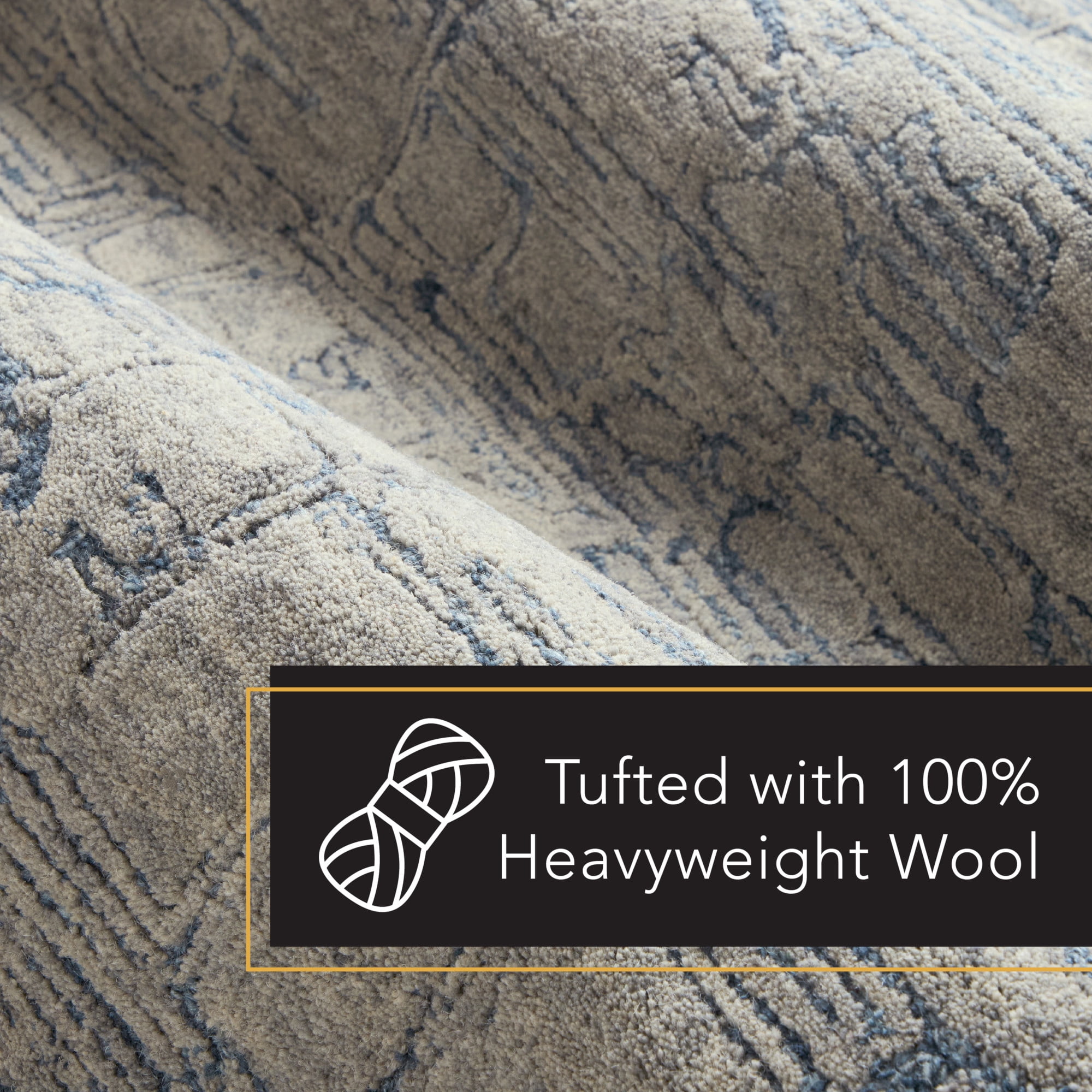 TOWN & COUNTRY LUXE Remi Abstract Line Art Handcrafted 100% Wool Area Rug, Grey/Blue, 6"x9"