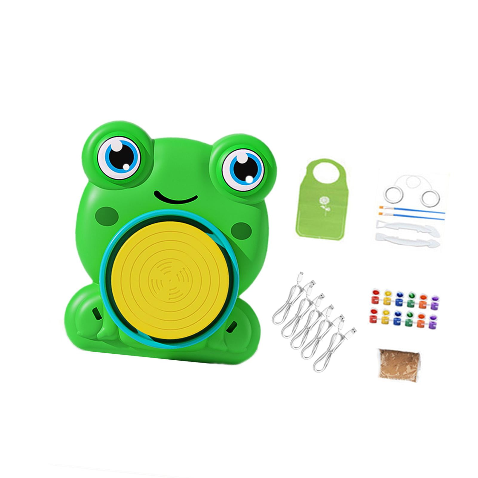 perfeclan Kids Pottery Wheel Kits Pottery Studio Educational Toys Craft Activity with Clay for Children DIY Preschool Kids Birthday Gift Frog