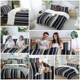 thumbnail image 5 of Blue Brown Duvet Cover Set Queen Size, Stripes 4 Piece Soft Microfiber Bedding Set with 1 Duvet Cover, 1 Flat Sheet, 2 Pillowcases, 5 of 9
