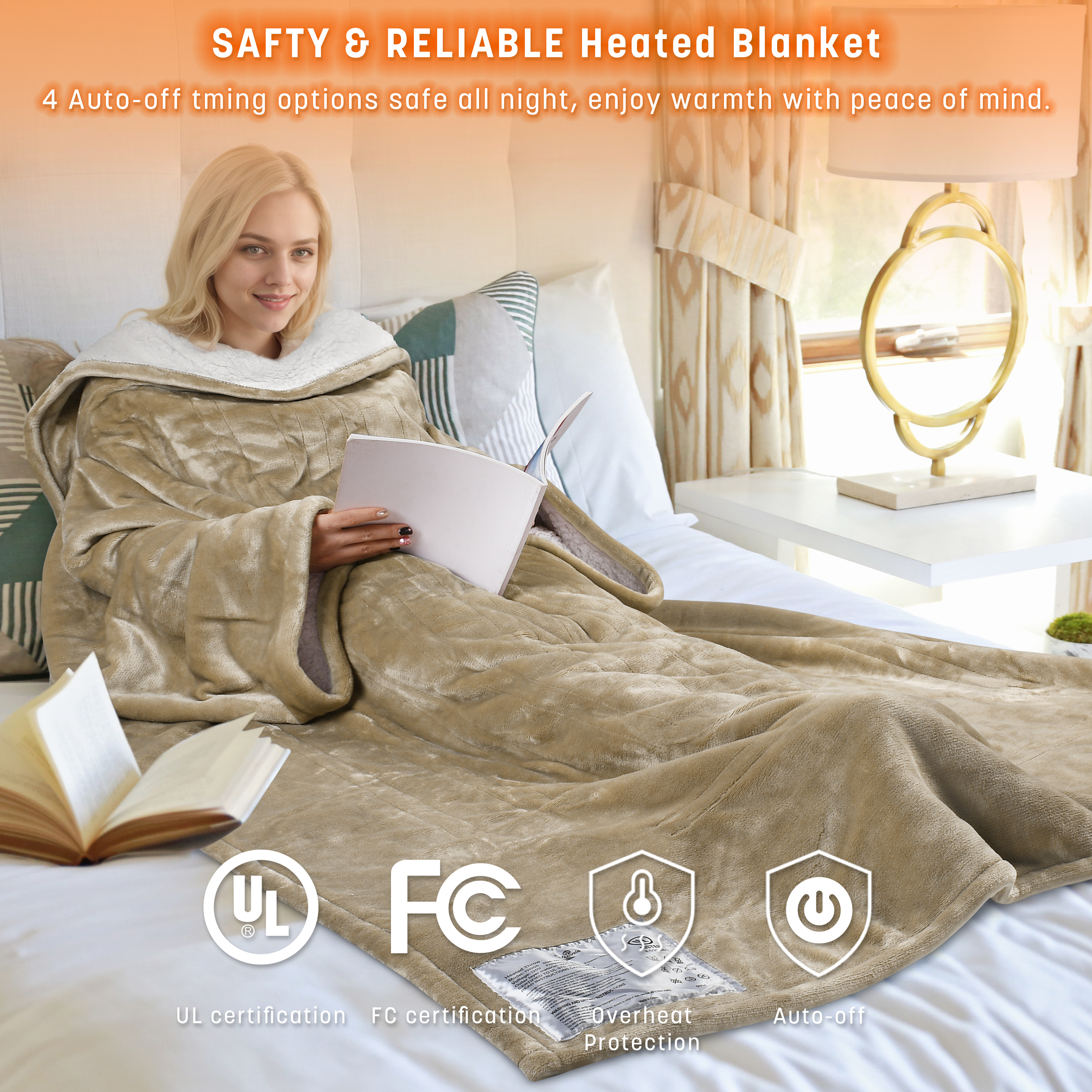 Catalonia Heated Blanket with Sleeves, Electric Snuggle Blanket for Women Men, Wearable Wired Heating Throw Blanket,Cold Gift