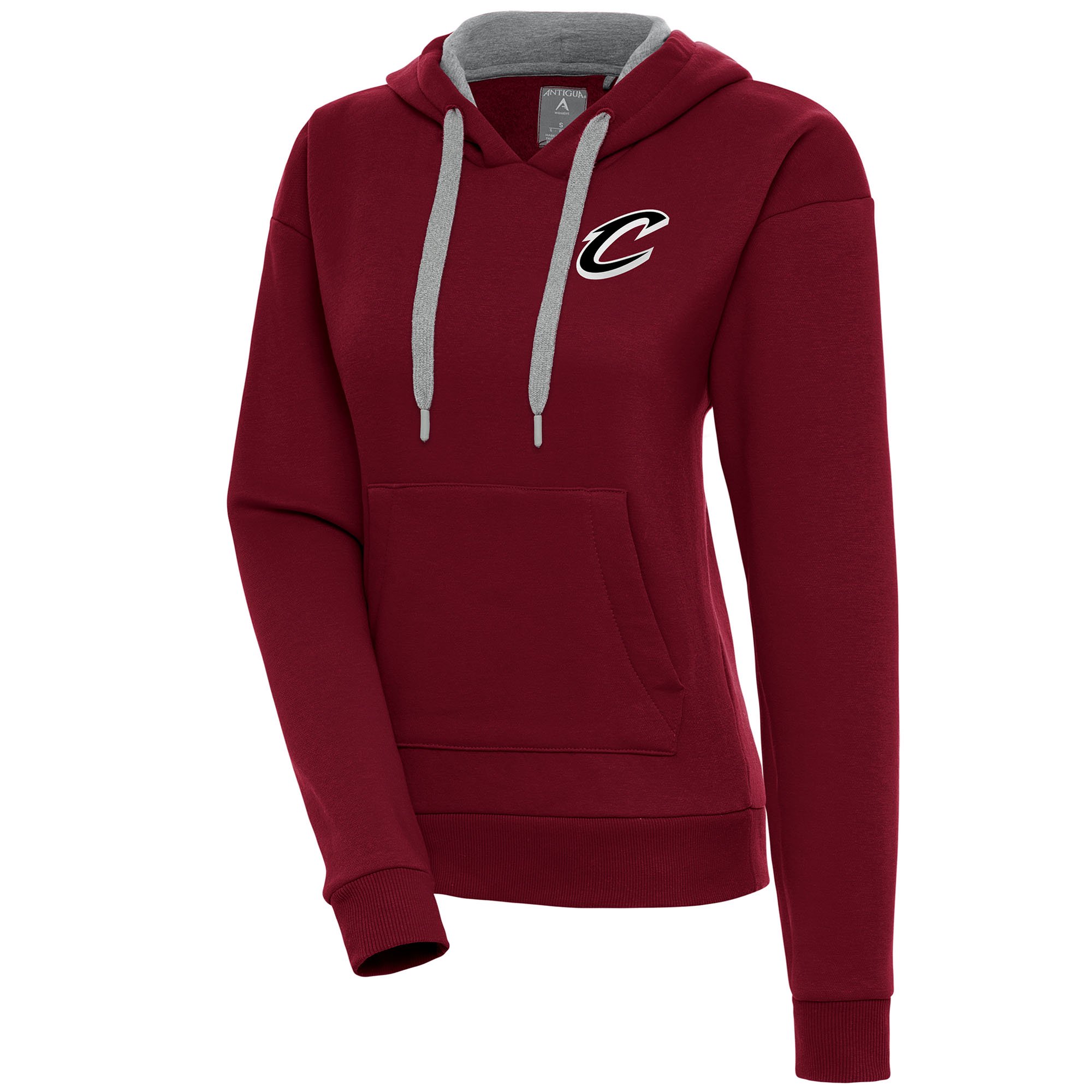 Women's Antigua Wine Cleveland Cavaliers Brushed Metallic Victory Pullover Hoodie