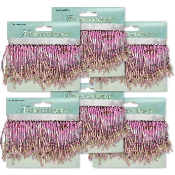 Expo Int'l 6 Yards of Bugle and Seed Bead Fringe Trim 6 Packs of 1 Yard