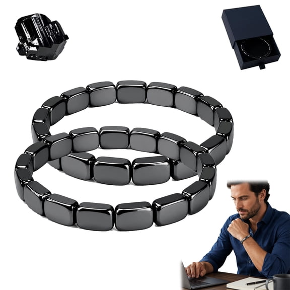 Hematite Bracelet for Men, Natural Stone Beaded Stretch Bracelets for Men,Hematite Healing Bracelet - Reignites Masculine Energy & Confidence,Inspirational Jewelry Gift for Him,Stress Anxiety Relief