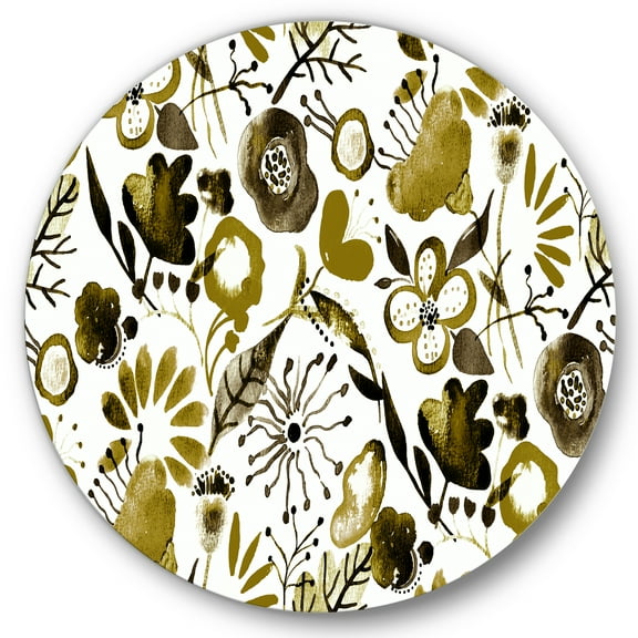 Designart 'Vital Abundance Of Wildflowers II' Modern Circle Metal Wall Art 36x36 - Disc of 36