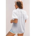thumbnail image 2 of White Striped Ruffle Short Bubble Sleeve Shirt, 2 of 8