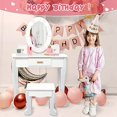 thumbnail image 6 of Kids Vanity Set with Drawer and Stool, Girls Vanity Set with with Lights and Mirror for Girls, Wood Makeup Playset Birthday for Age 4-9 Years, Pink/White, 6 of 9