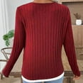 thumbnail image 5 of Fashion Plus Size Shirts for Womens Fall Fake Two-piece Round Neck Button Pullover Brushed Long-sleeved T-shirt, 5 of 7
