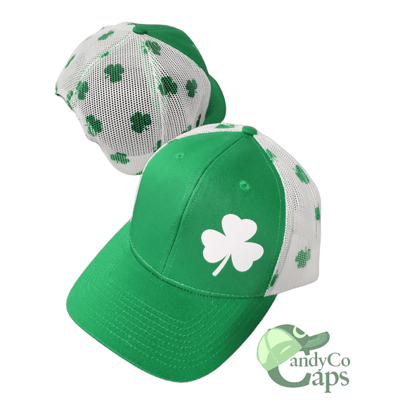 Shamrock Trucker hat pattern mesh backing snapback St. Patrick's day