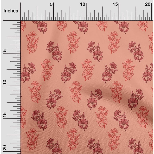 oneOone Silk Tabby Peach Fabric Floral Block Craft Projects Decor Fabric Printed By The Yard 42 Inch Wide