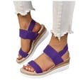 thumbnail image 4 of Rotm Platform Sandals Women's Orthopedic Arch Support Sandals Orthotic Comfortable Walking Casual Adjustable Summer Beach Flat Sandals Purple,7.5, 4 of 6