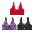 thumbnail image 2 of Sokhug 5PC Women's Fashion Plus Size Wire Free Hollow Out Comfortable Push Up Bra Underwear, 2 of 7