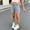 Blue L, variant on Girls High Waisted Denim Shorts with Heart Embroidery, Light Wash Cuffed Jean Shorts for Kids,Size 11-12T