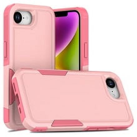 KOMI iPhone 16E Case: Dual Layer Protective Heavy Duty Cell Phone Cover Shockproof Rugged with HD Screen Protector - Military Protection Bumper Tough - Apple iPhone 16E / SE 2025 / SE4, Pink