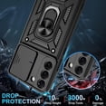 thumbnail image 5 of Compatible with Samsung Galaxy S22 Plus Case, S22 Plus Case with HD Screen Protector with Slide Camera Cover, 360°Rotation Ring Kickstand [Military Grade] Case for Galaxy S22+/S22 Plus (Black), 5 of 8