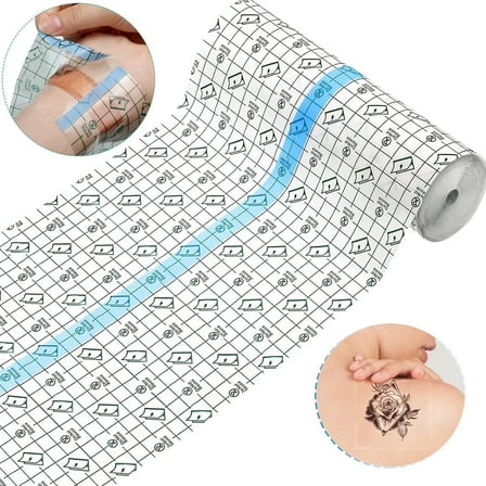 Happon 1M x 15cm Tattoo Aftercare Waterproof Bandage, Transparent Waterproof Adhesive Bandage Tape,Second Skin Healing Protective Bandages,Transparent Stretch Wound Dressing Tape
