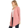 thumbnail image 3 of MOA Collection Women's Plus Solid Basic Open Draped Front Long Sleeve Relaxed Cardigan Sweater, 3 of 5