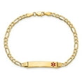 thumbnail image 4 of 14k Yellow Gold Bracelet Medical Figaro 5.5 mm 7 in Semi-Solid Polished Red Enamel ID, 4 of 4