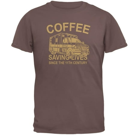 Coffee Ambulance Saving Lives Mens T Shirt Chestnut X-LG