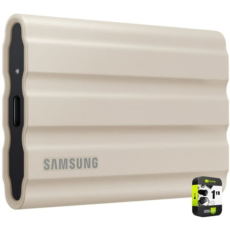 Samsung MU-PE2T0K/AM T7 Shield Portable Solid State Drive 2TB 2022 Beige Bundle with 1 YR CPS Enhanced Protection Pack